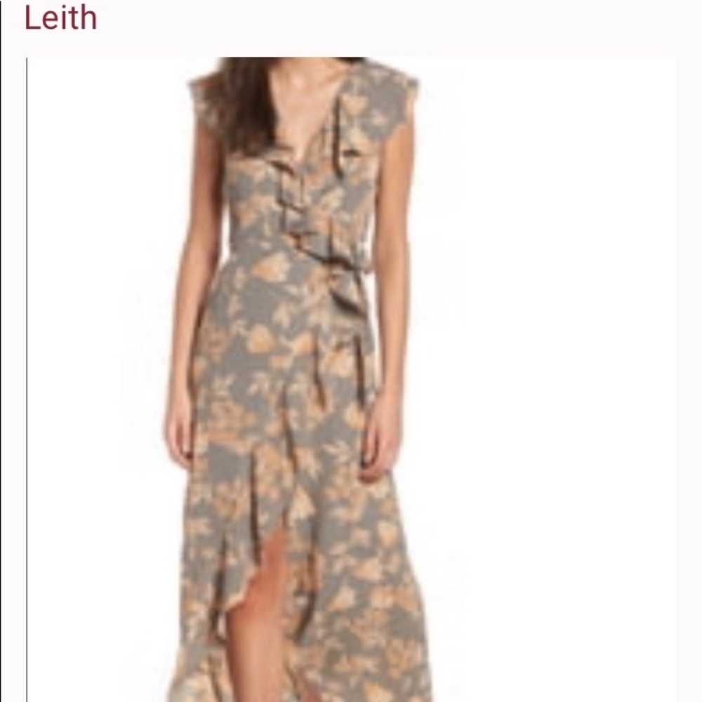LEiTH floral olive green maxi wrap dress size XXL like new